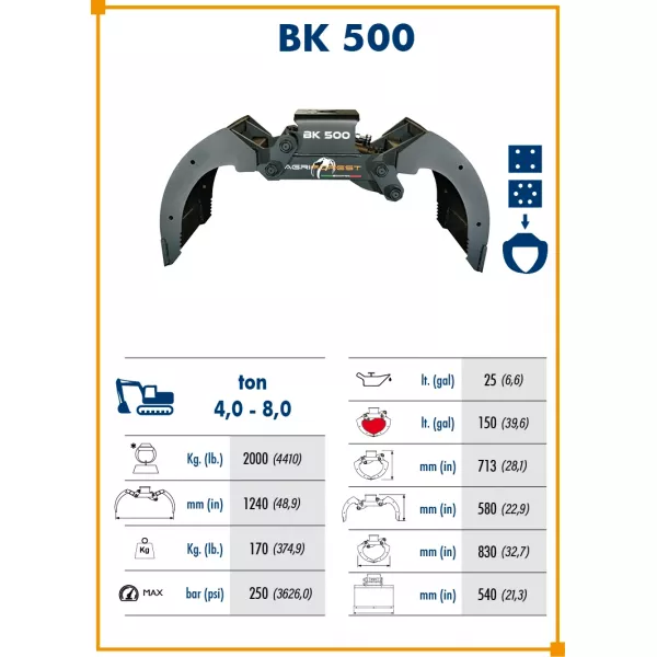 Кофа Agriforest BK 500, 1240 мм, 580 мм, 2000, 150 - продажба