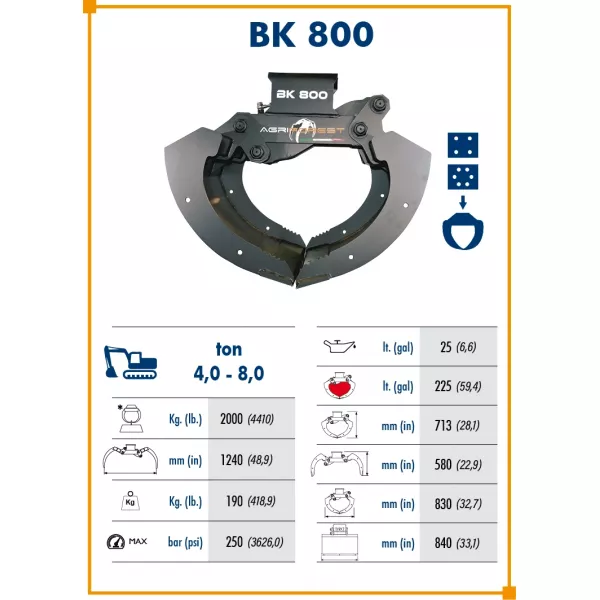 Кофа Agriforest BK 800, 1240 мм, 580 мм, 2000, 225 - продажба