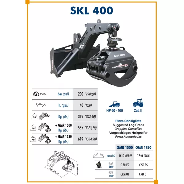 Щипка Agriforest SKL 400, 1610 мм - продажба